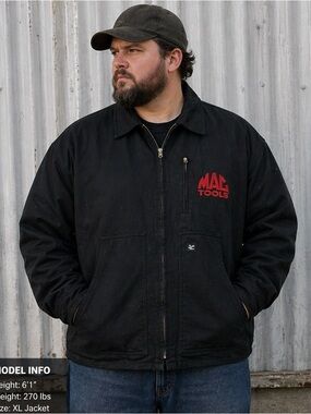 Vintage MAC Tools Jacket XL Black Red Embroidered Logo Chase Authentics Workwear